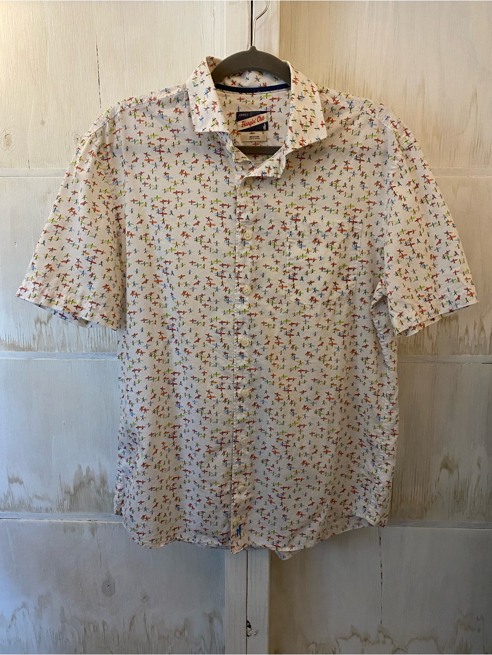 johnnie-O White Surf Button-Down with Multicolor Micro Print Hawaiian Camp Beach